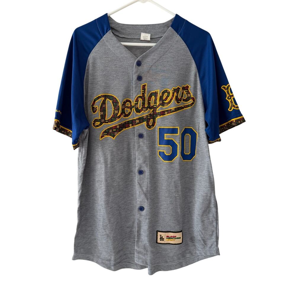 LA Dodgers Black Heritage Night Baseball Jersey Mens XL Betts #50 Brooklyn 1947